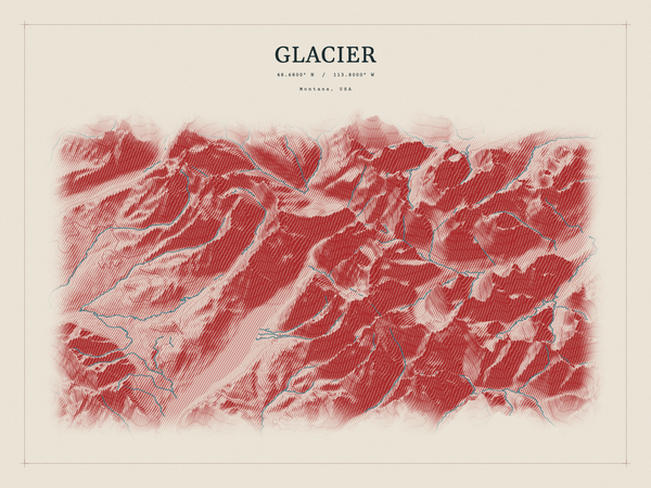 Glacier — Red Relief print in Red Earth (landscape)