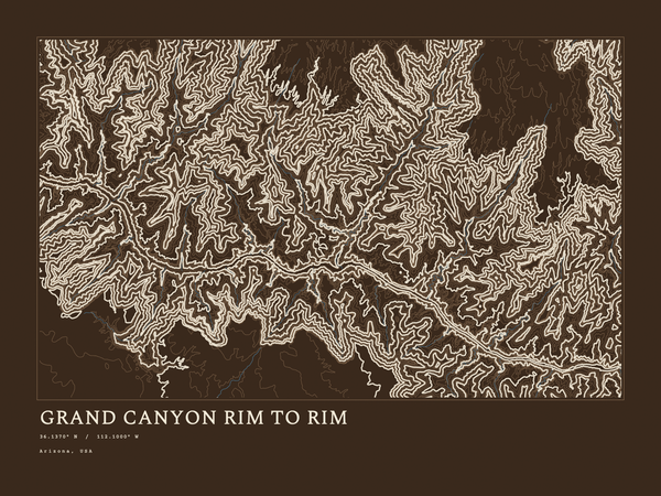Grand Canyon Rim to Rim — Ink print in Atlas Dark (landscape)