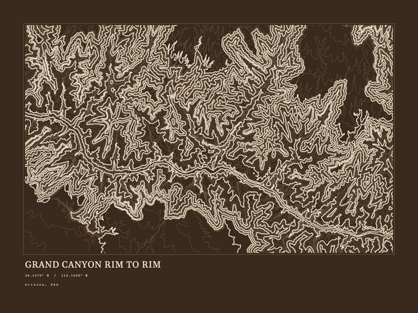 Grand Canyon Rim to Rim — Ink print in Atlas Dark (landscape)