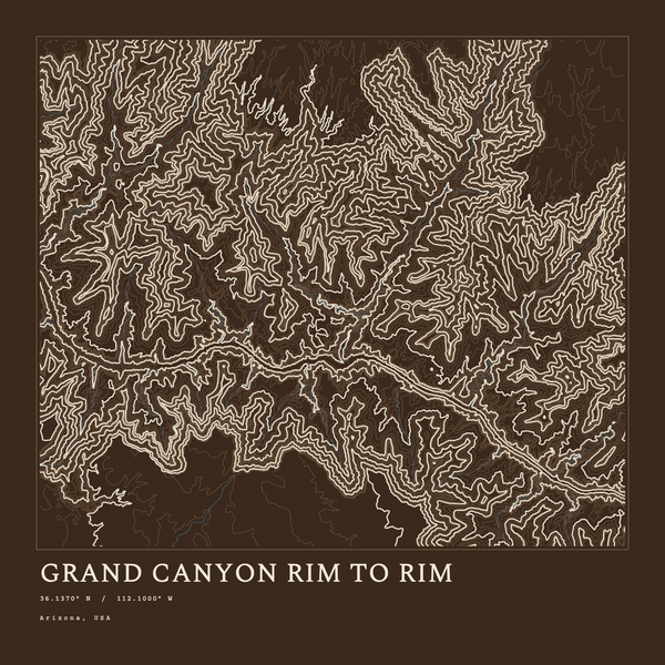 Grand Canyon Rim to Rim — Ink print in Atlas Dark (square)