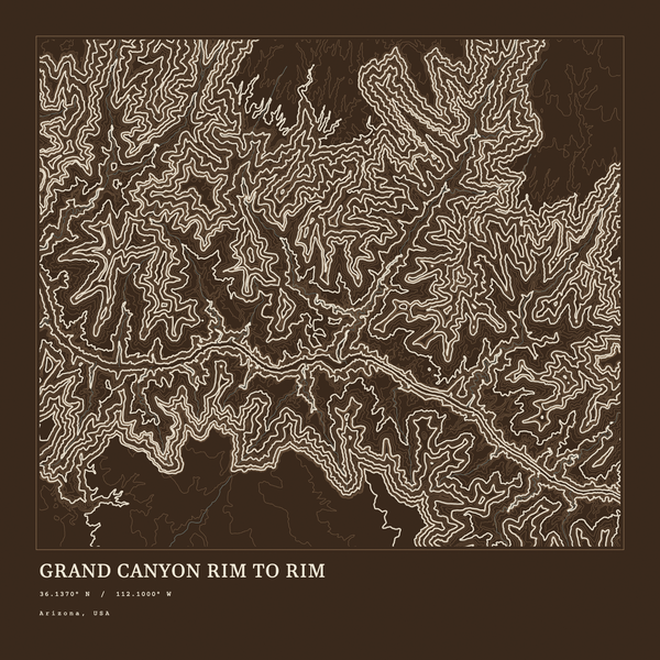 Grand Canyon Rim to Rim — Ink print in Atlas Dark (square)