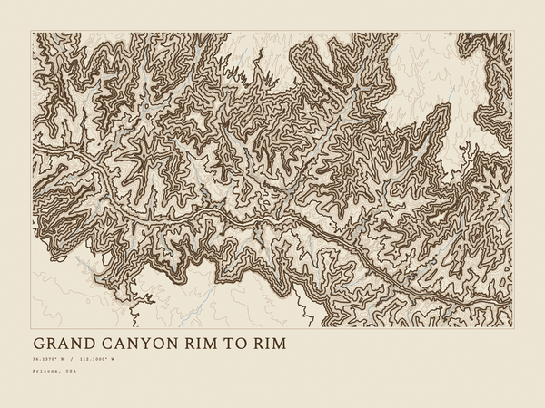 Grand Canyon Rim to Rim — Ink print in Atlas Light (landscape)