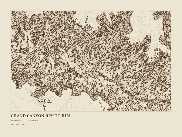 Grand Canyon Rim to Rim — Ink print in Atlas Light (landscape)
