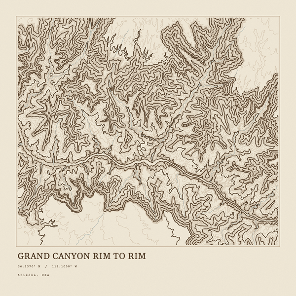 Grand Canyon Rim to Rim — Ink print in Atlas Light (square)