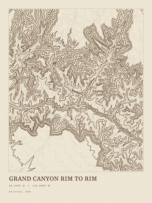 Grand Canyon Rim to Rim — Ink print in Atlas Light