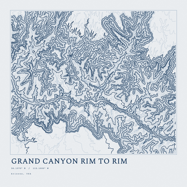 Grand Canyon Rim to Rim — Ink print in Blueprint Light (square)