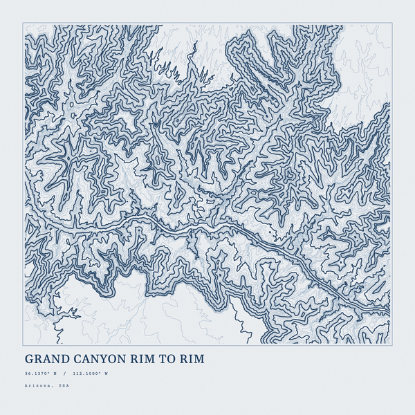 Grand Canyon Rim to Rim — Ink print in Blueprint Light (square)
