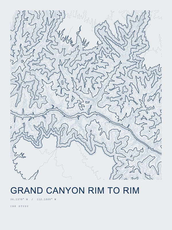 Grand Canyon Rim to Rim — Ink print in Blueprint Light