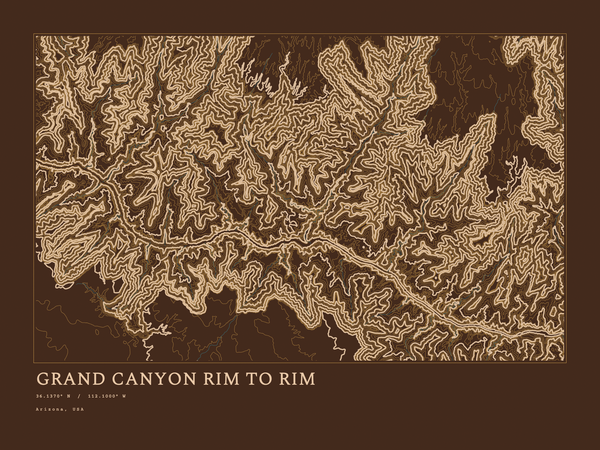 Grand Canyon Rim to Rim — Ink print in Desert Dark (landscape)