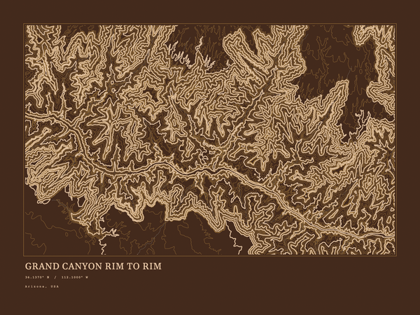 Grand Canyon Rim to Rim — Ink print in Desert Dark (landscape)