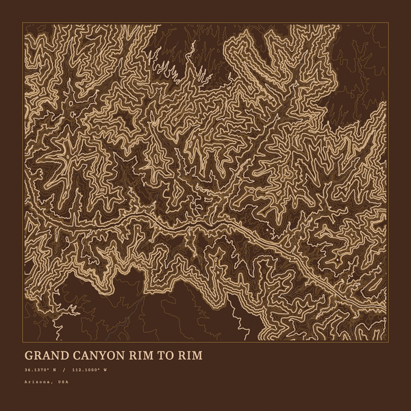 Grand Canyon Rim to Rim — Ink print in Desert Dark (square)