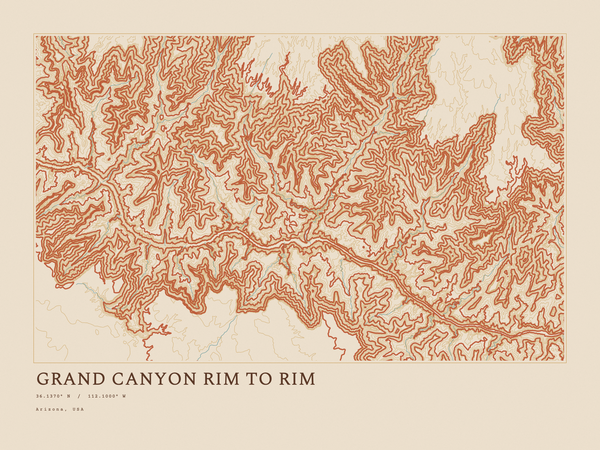 Grand Canyon Rim to Rim — Ink print in Desert Light (landscape)