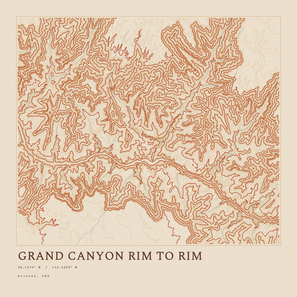 Grand Canyon Rim to Rim — Ink print in Desert Light (square)