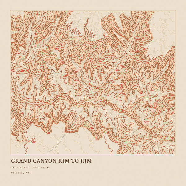 Grand Canyon Rim to Rim — Ink print in Desert Light (square)