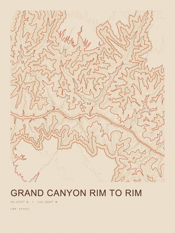 Grand Canyon Rim to Rim — Ink print in Desert Light