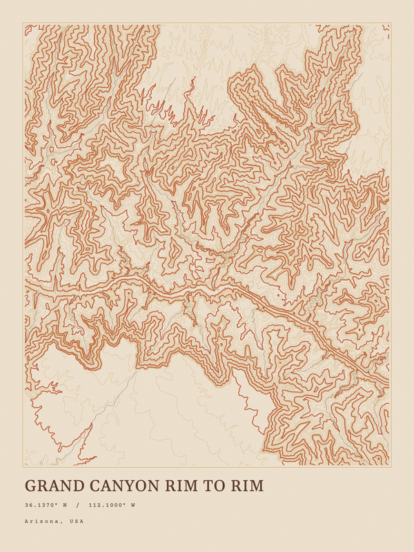 Grand Canyon Rim to Rim — Ink print in Desert Light