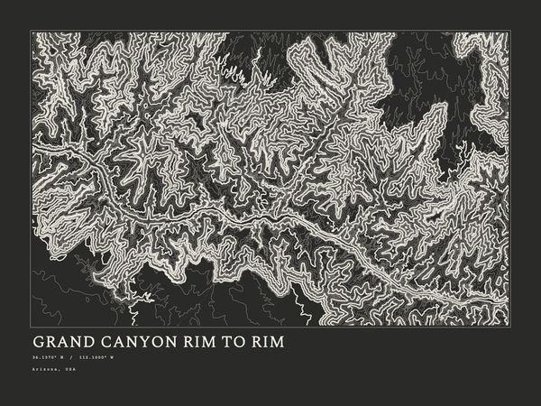 Grand Canyon Rim to Rim — Ink print in Ink Dark (landscape)