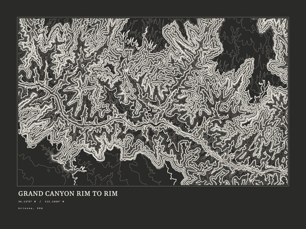 Grand Canyon Rim to Rim — Ink print in Ink Dark (landscape)
