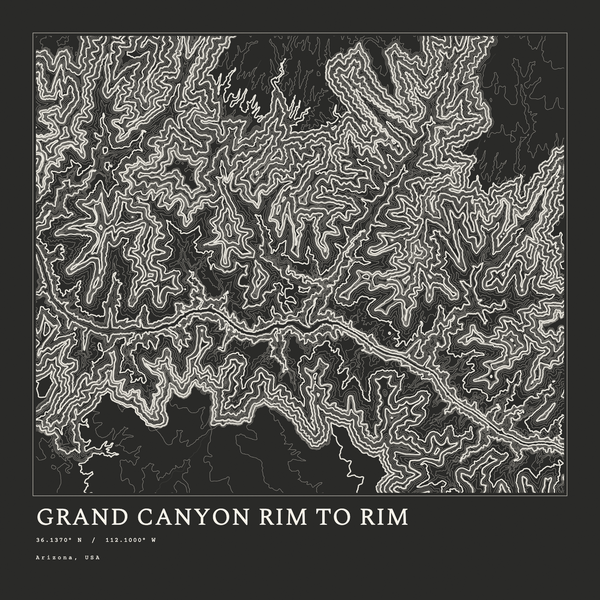 Grand Canyon Rim to Rim — Ink print in Ink Dark (square)