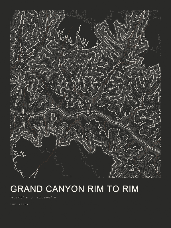 Grand Canyon Rim to Rim — Ink print in Ink Dark