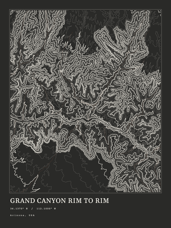 Grand Canyon Rim to Rim — Ink print in Ink Dark