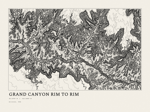 Grand Canyon Rim to Rim — Ink print in Ink Light (landscape)