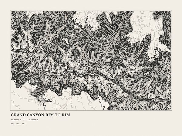 Grand Canyon Rim to Rim — Ink print in Ink Light (landscape)
