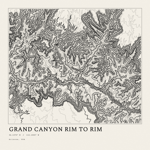 Grand Canyon Rim to Rim — Ink print in Ink Light (square)