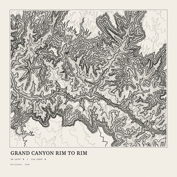 Grand Canyon Rim to Rim — Ink print in Ink Light (square)