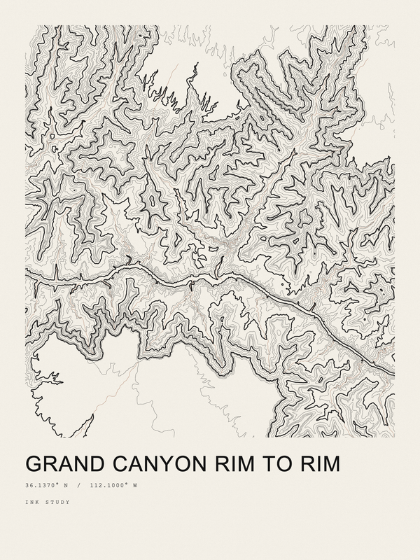 Grand Canyon Rim to Rim — Ink print in Ink Light