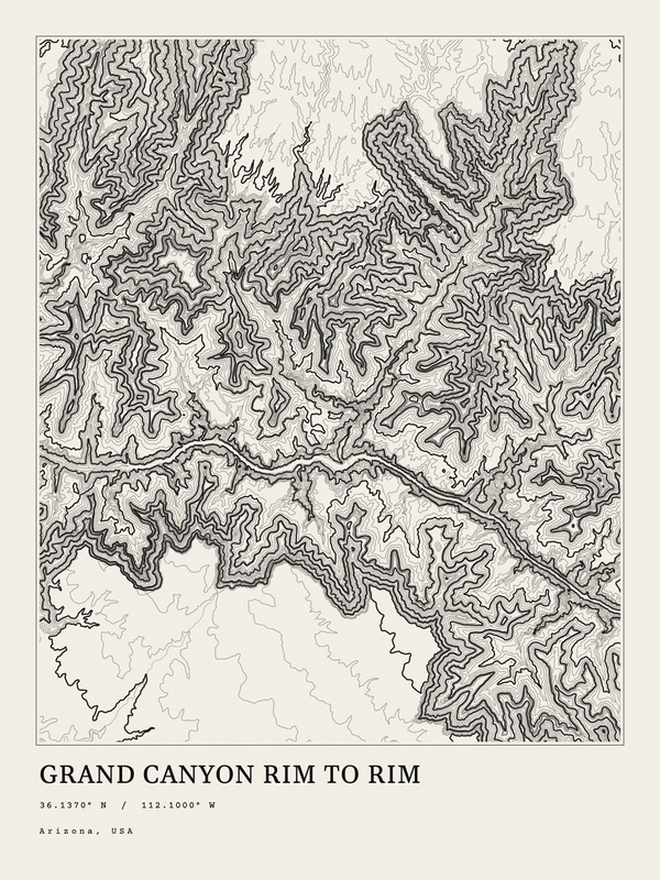 Grand Canyon Rim to Rim — Ink print in Ink Light