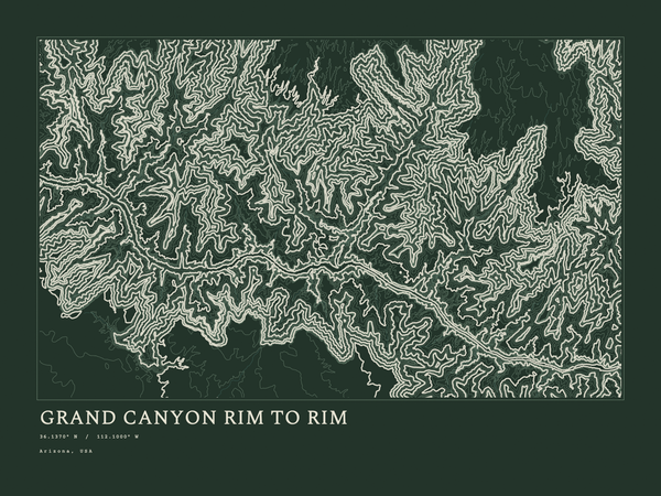 Grand Canyon Rim to Rim — Ink print in Ranger Dark (landscape)