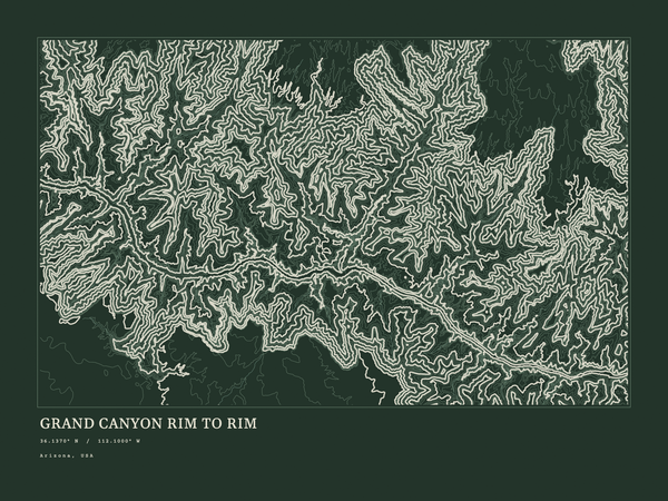 Grand Canyon Rim to Rim — Ink print in Ranger Dark (landscape)