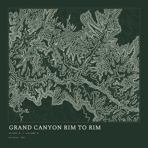 Grand Canyon Rim to Rim — Ink print in Ranger Dark (square)