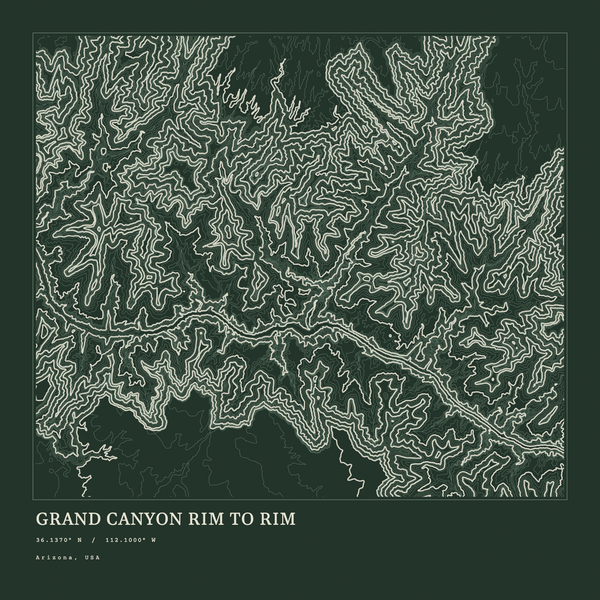 Grand Canyon Rim to Rim — Ink print in Ranger Dark (square)