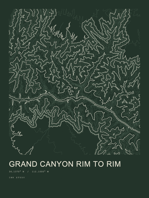 Grand Canyon Rim to Rim — Ink print in Ranger Dark
