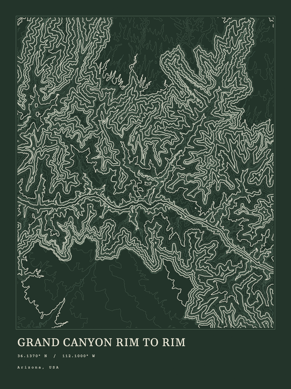 Grand Canyon Rim to Rim — Ink print in Ranger Dark