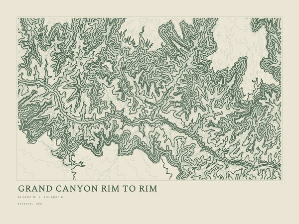 Grand Canyon Rim to Rim — Ink print in Ranger Light (landscape)