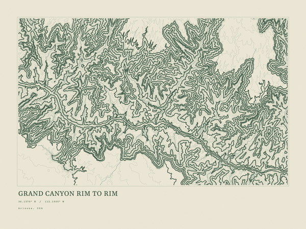 Grand Canyon Rim to Rim — Ink print in Ranger Light (landscape)