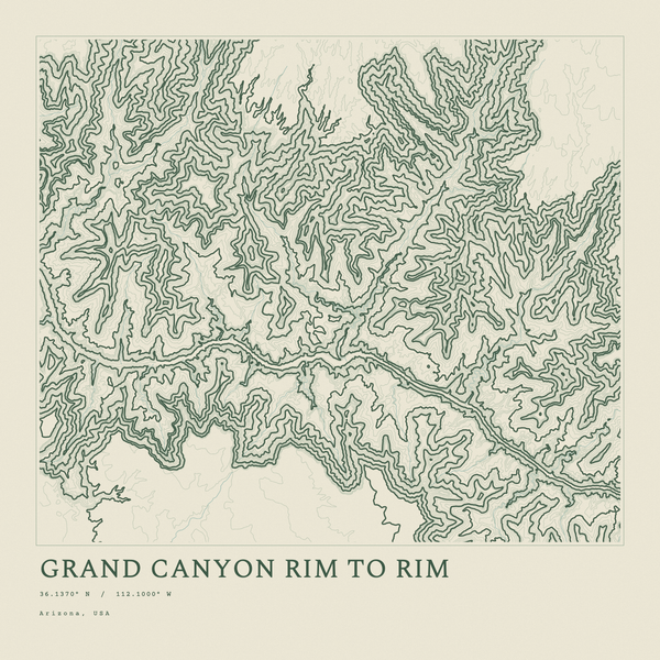 Grand Canyon Rim to Rim — Ink print in Ranger Light (square)