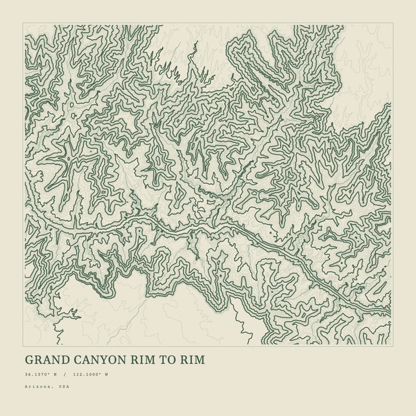 Grand Canyon Rim to Rim — Ink print in Ranger Light (square)