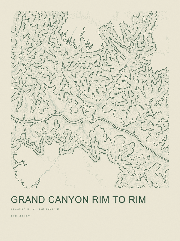 Grand Canyon Rim to Rim — Ink print in Ranger Light