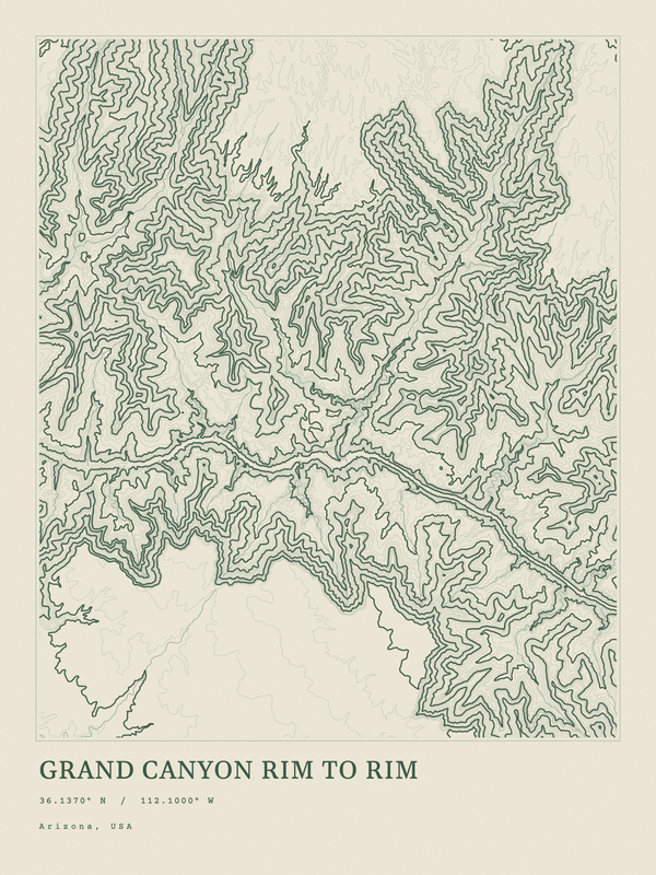 Grand Canyon Rim to Rim — Ink print in Ranger Light