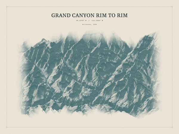 Grand Canyon Rim to Rim — Red Relief print in Graphite (landscape)