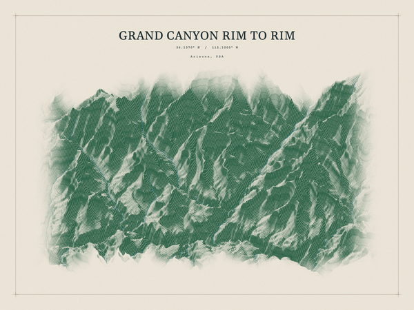 Grand Canyon Rim to Rim — Red Relief print in Forest Floor (landscape)
