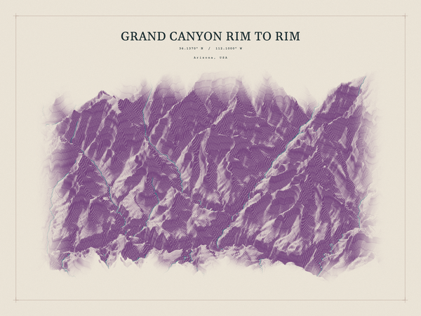 Grand Canyon Rim to Rim — Red Relief print in Plum & Clay (landscape)