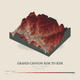 Grand Canyon Rim to Rim — Terrain Relief print in Red Earth (square)