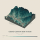 Grand Canyon Rim to Rim — Terrain Relief print in Alpine Teal (square)