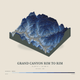 Grand Canyon Rim to Rim — Terrain Relief print in Ultramarine (square)