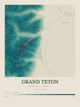 Grand Teton — Contour Colour print in Alpine Teal